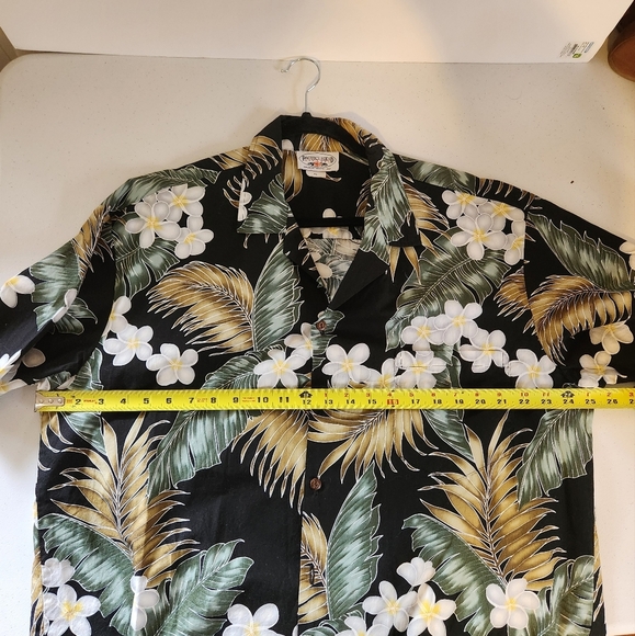 Vintage Short Sleeve Button Tropical Floral Hawaiian Black Shirt Mens XL Hawaii - Picture 6 of 7